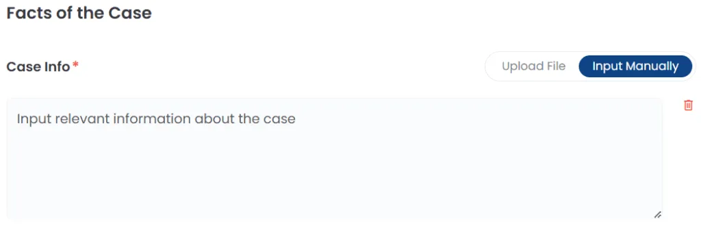 Facts input continued