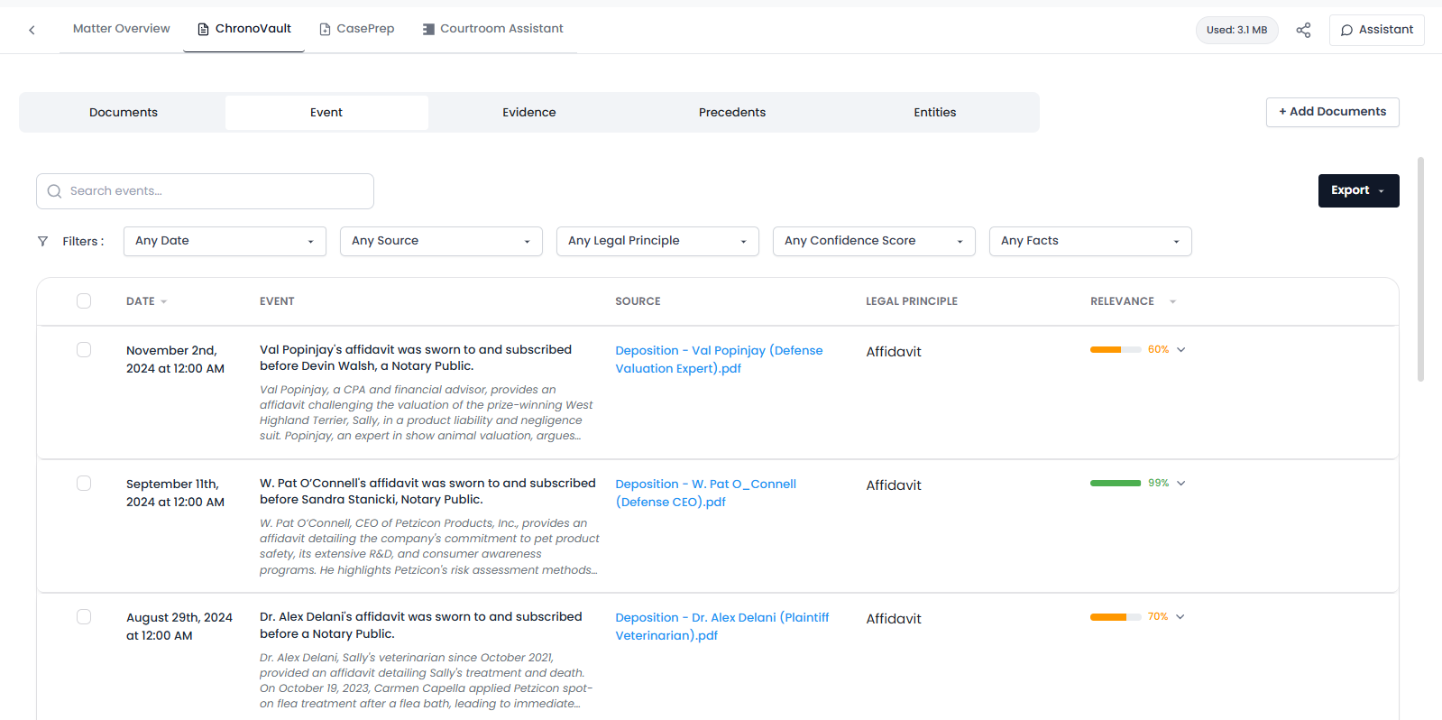 AI Medical Chronology Interface