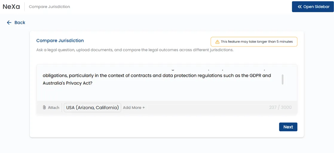 Enter a query and select jurisdictions