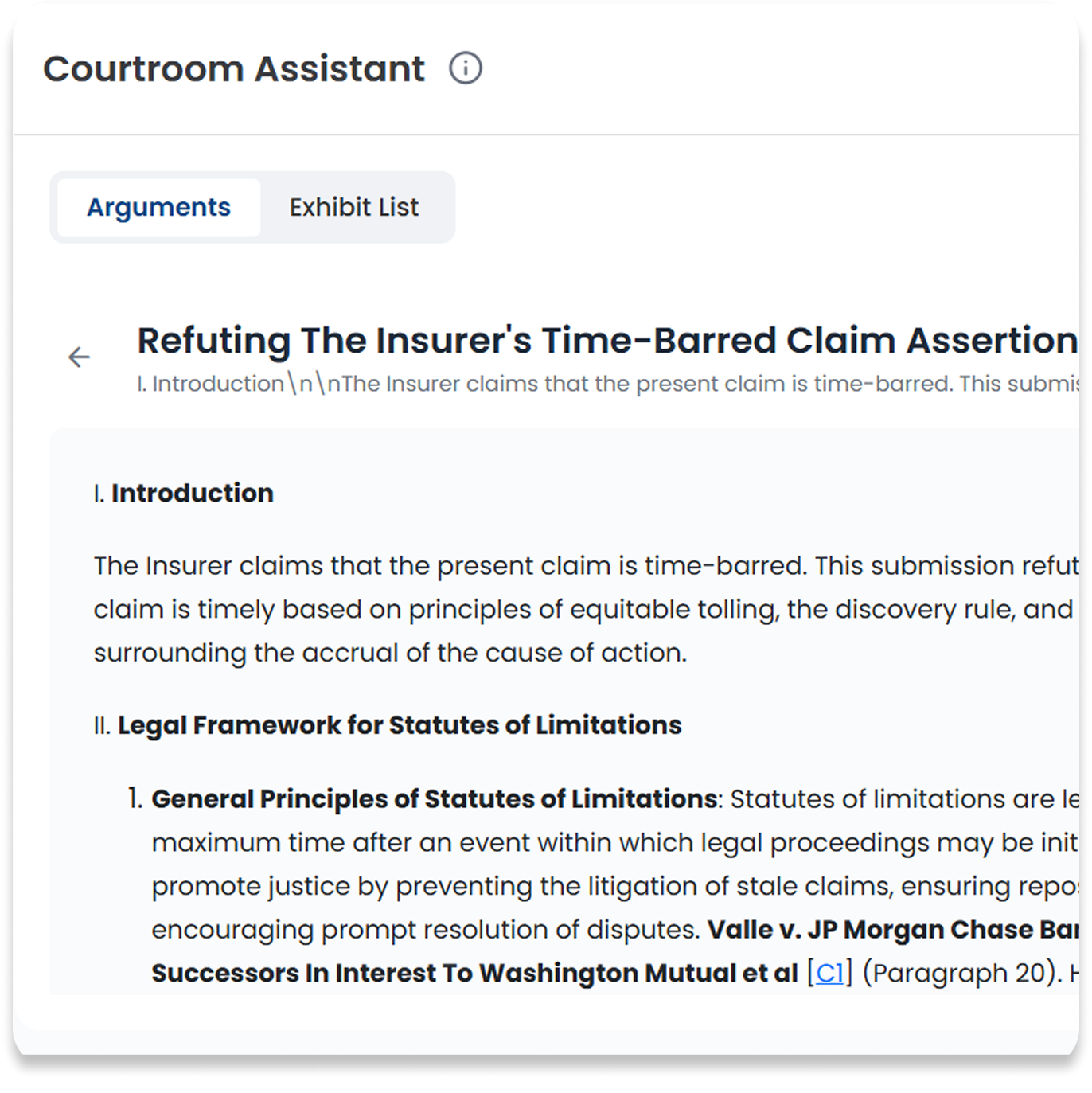 Placeholder showing courtroom assistant draft preview