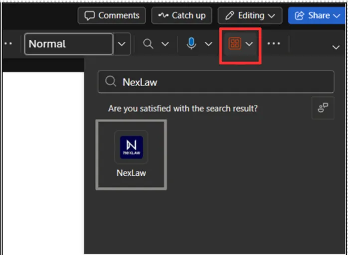 Open the NexLaw AI Add-in in Word