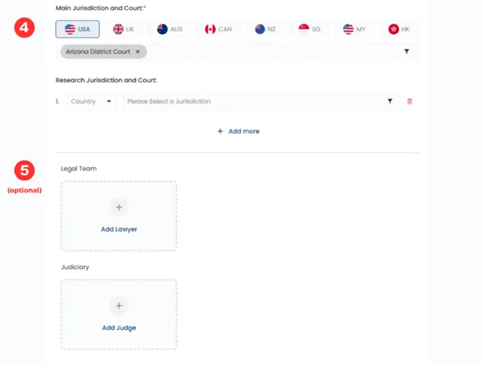 Select jurisdiction and optional details