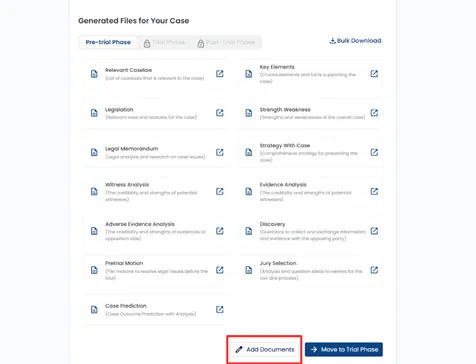 Add new documents during the pre-trial phase