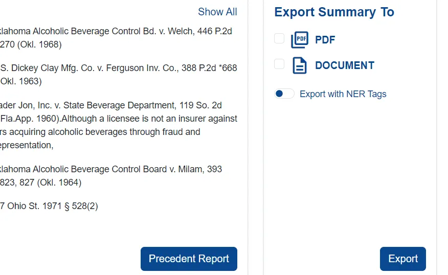 Export options for case