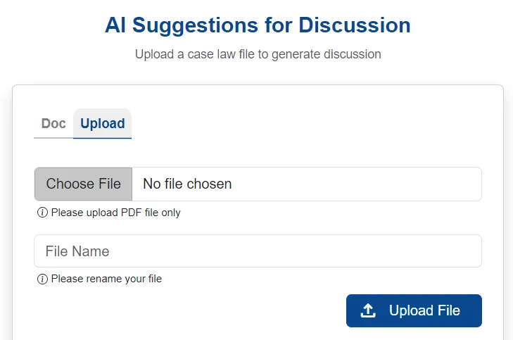 AI Suggestions and Document Upload