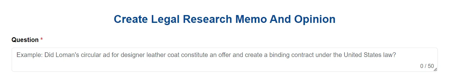 Legal Memo Question Input