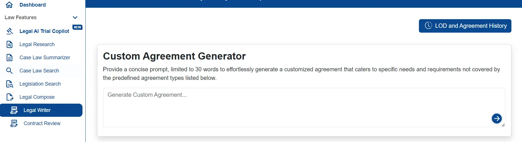 Legal Writer Interface