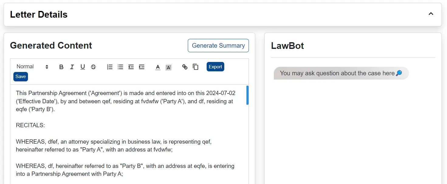 Edit Agreement and LawBot