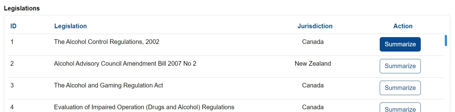 Search results display